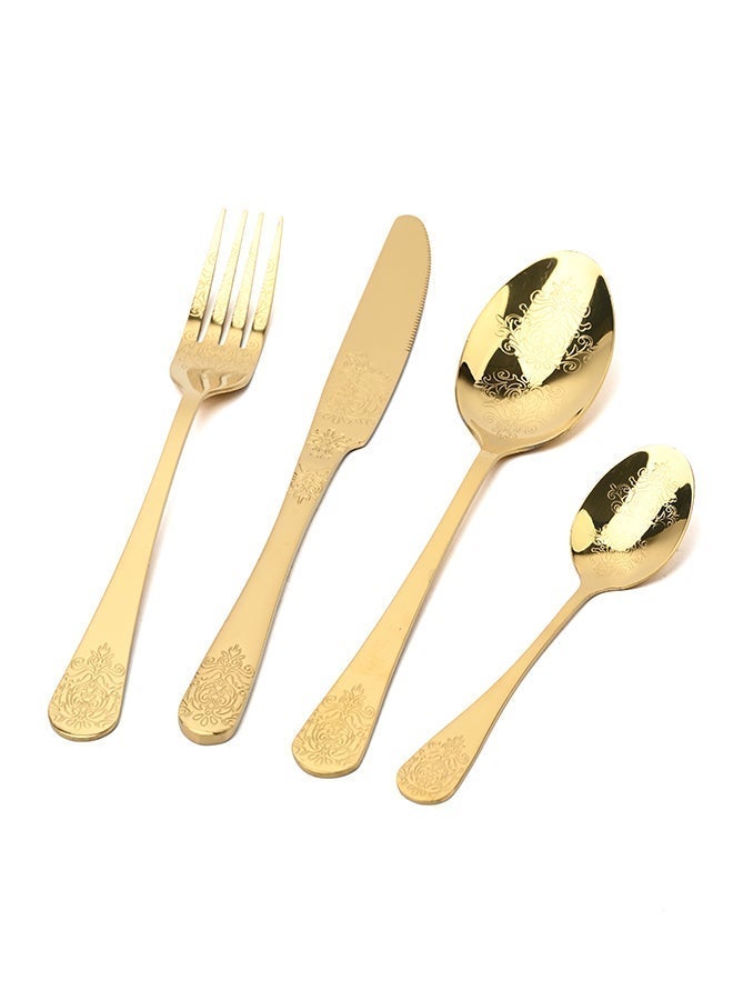 أولييرو طقم أدوات طعام متين وأنيق مكوّن من 24 قطعة لراحة استخدام ومائدة أنيقة – ذهبي - Image 4